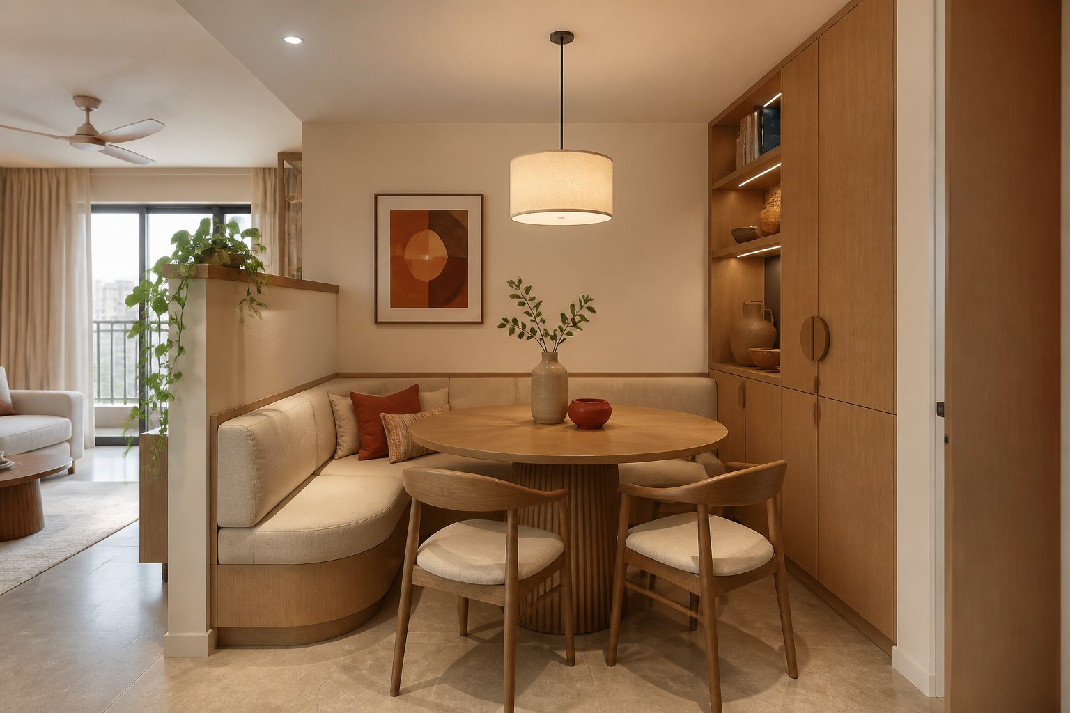 Curved apartment dining nook in the apartment collection