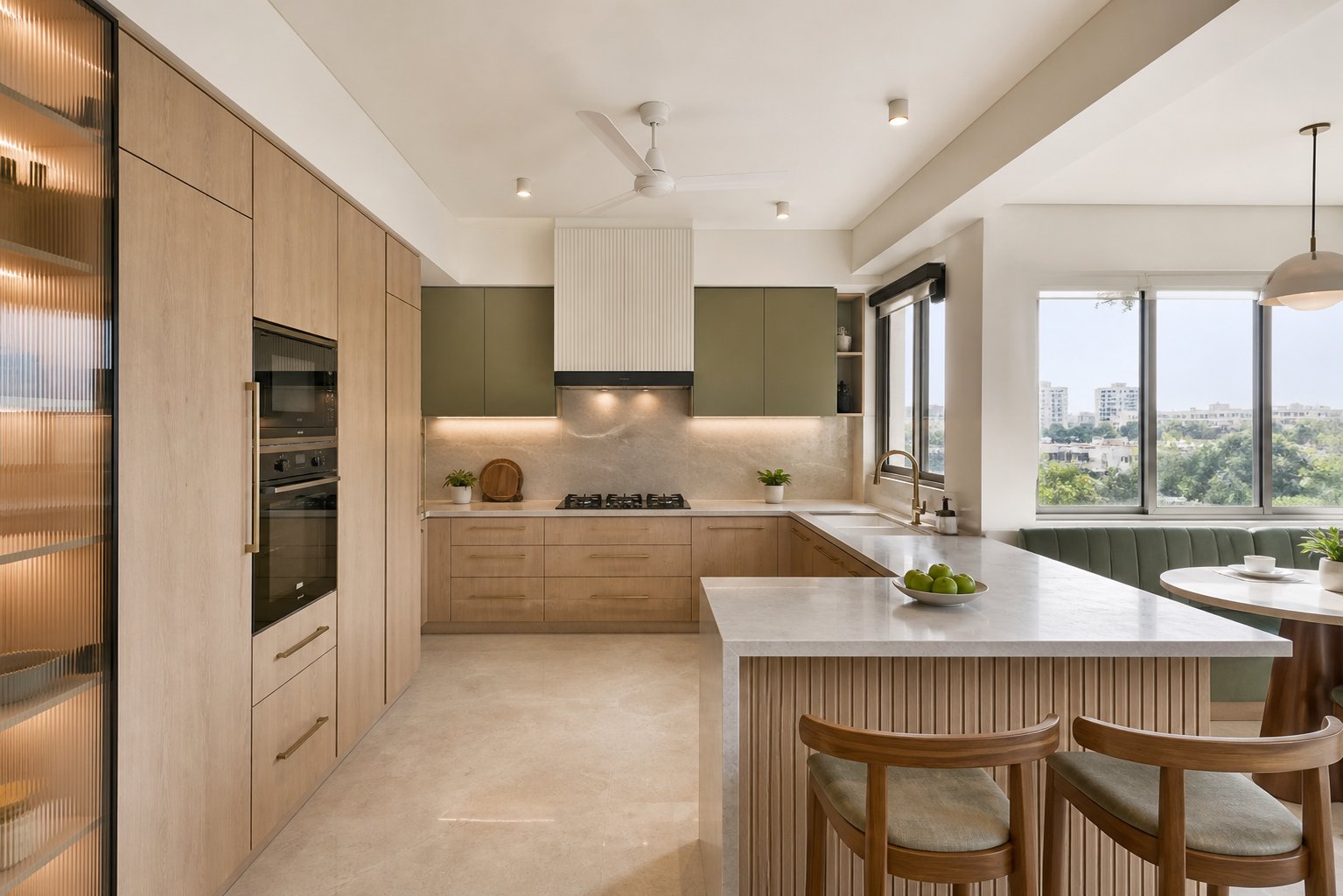 L-shaped family kitchen with a breakfast corner in the kitchen collection