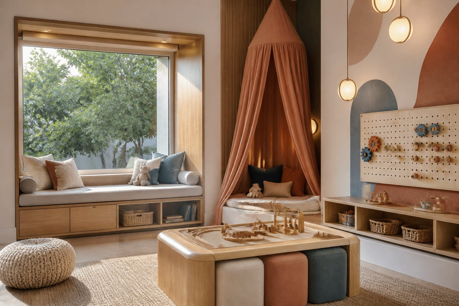 Children's playroom with built-in storage in the residence collection