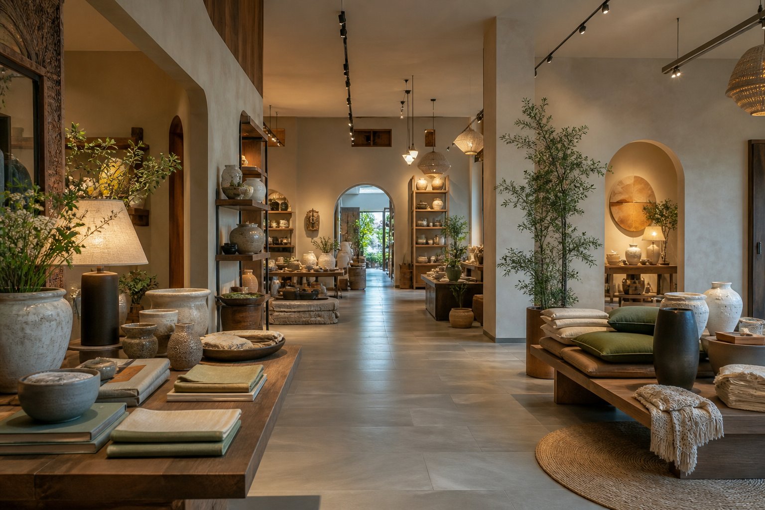 Layered home decor showroom in the retail collection
