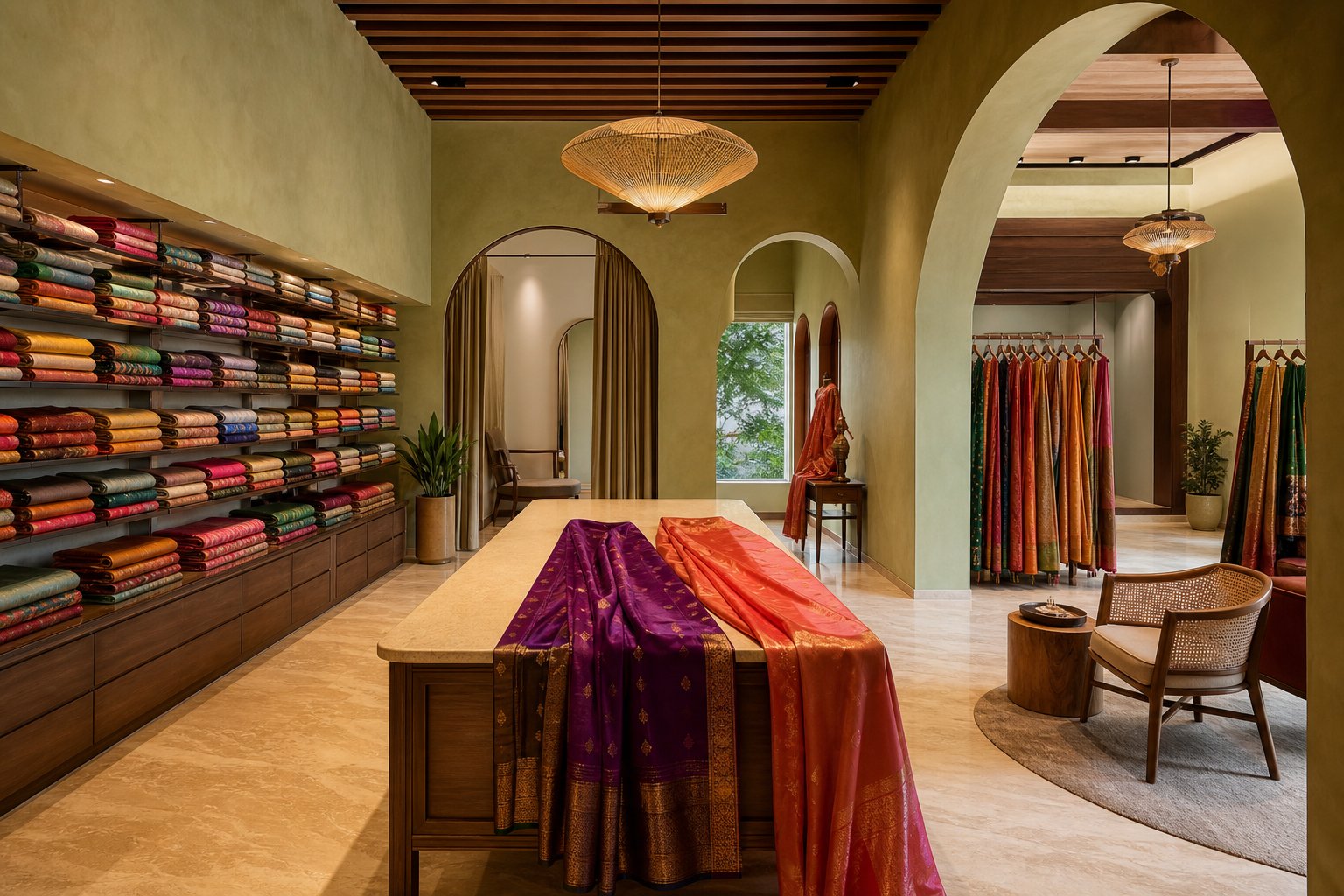 Contemporary textile and saree boutique in the retail collection