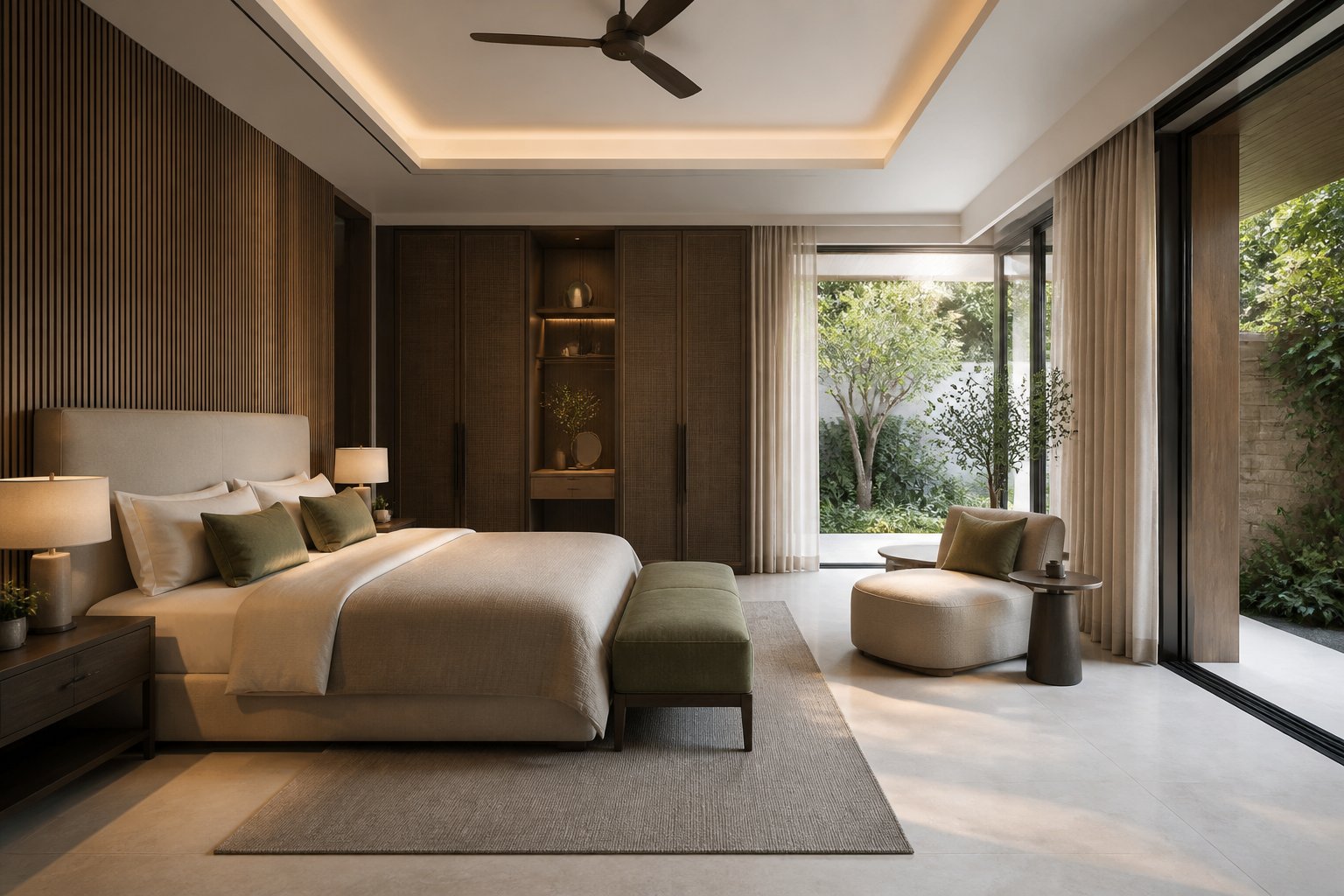 Villa master suite with a private sitting area in the villa collection